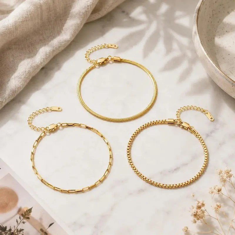 Mixed Chain Link Bracelet Set