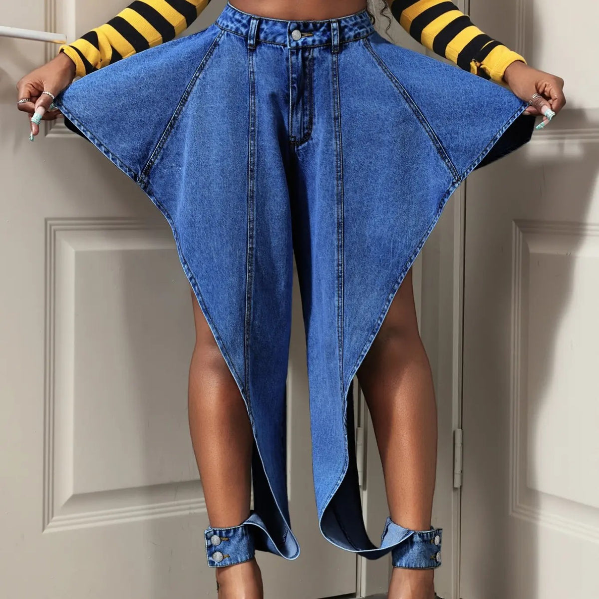 Asymmetrical Denim Pants