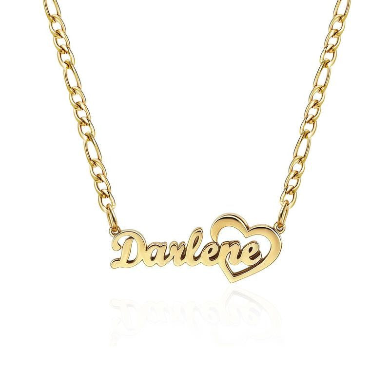 Openwork Heart Name Necklace