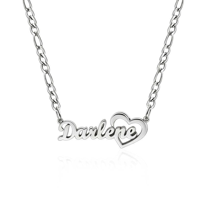 Openwork Heart Name Necklace