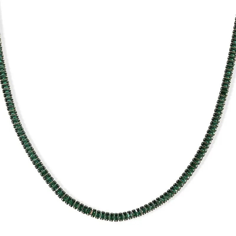 Green Crystal Tennis Necklace