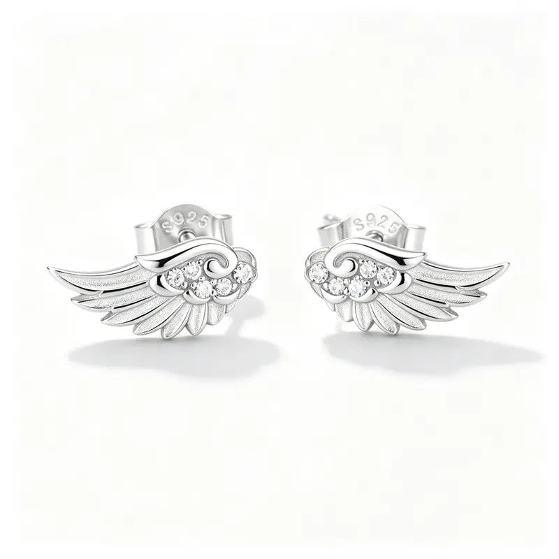 Curved Wing Crystal Stud Earrings
