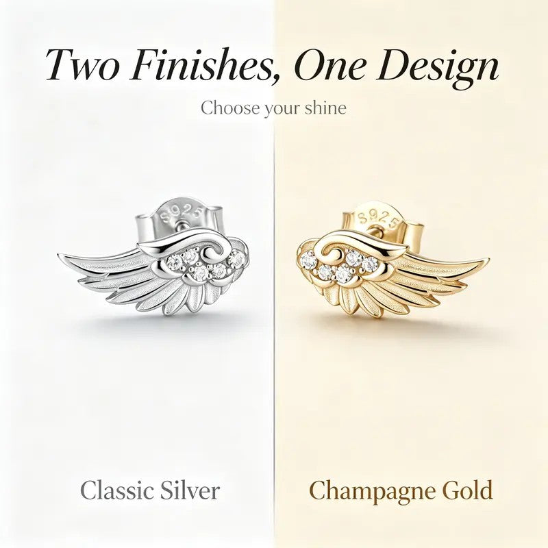 Curved Wing Crystal Stud Earrings