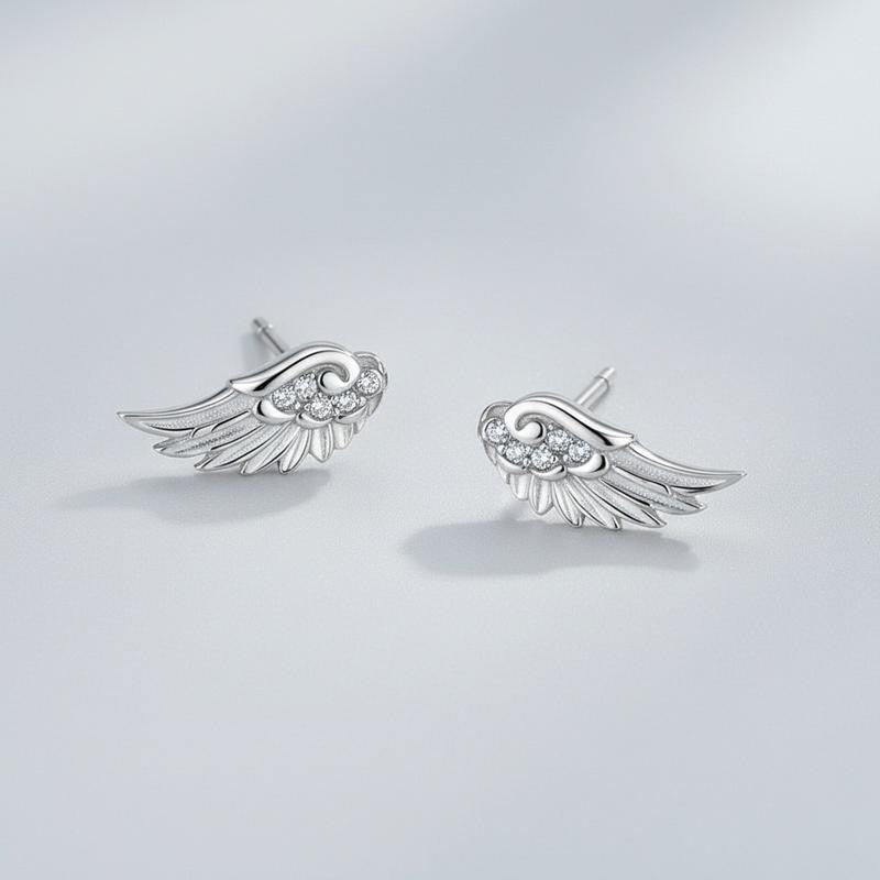 Curved Wing Crystal Stud Earrings