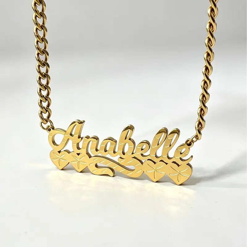 Custom Name Floral Script Necklace