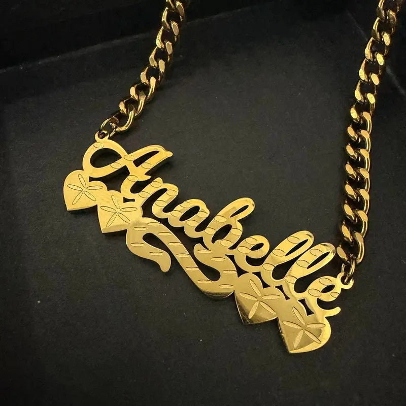Custom Name Floral Script Necklace