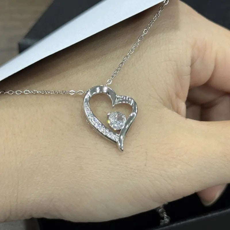 Crystal Swirl Heart Pendant Necklace