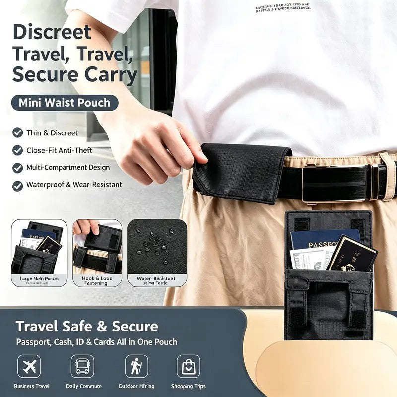 Black Textured Waist Pouch