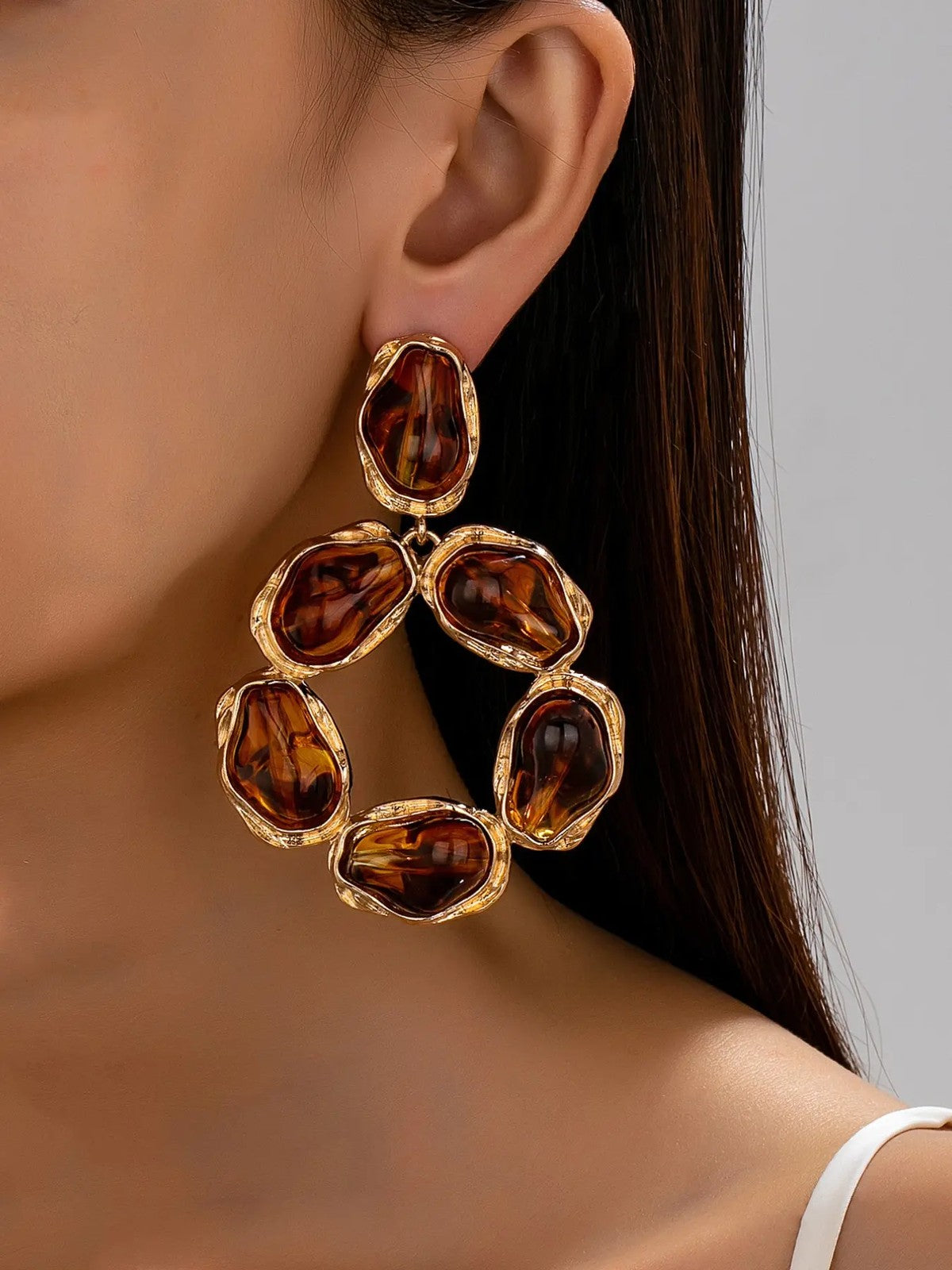 Amber Geometric Drop Earrings
