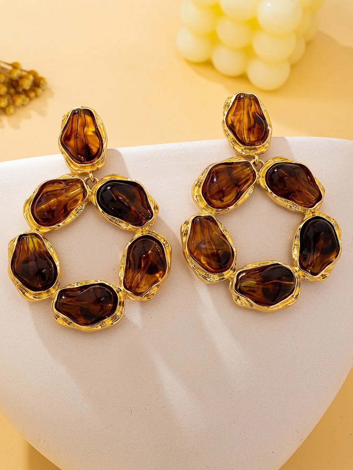 Amber Geometric Drop Earrings