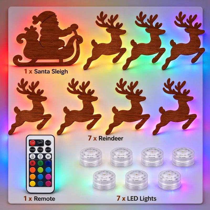 Santa Sleigh & Reindeer LED Wall Decor
