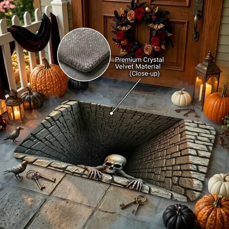 3D Skull Illusion Doormat