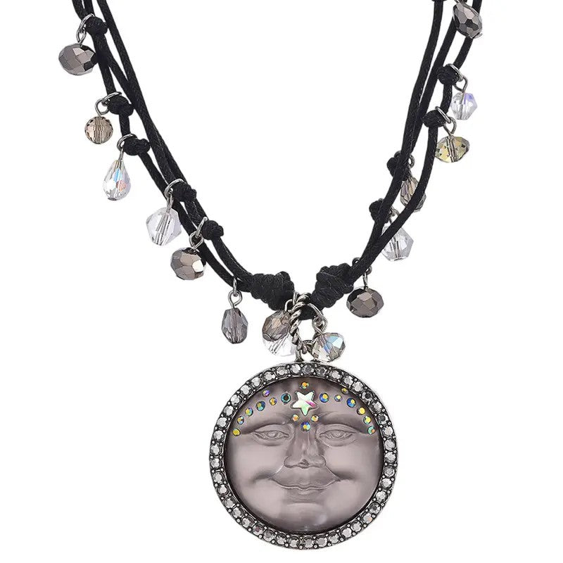 Moon Face Crystal Necklace