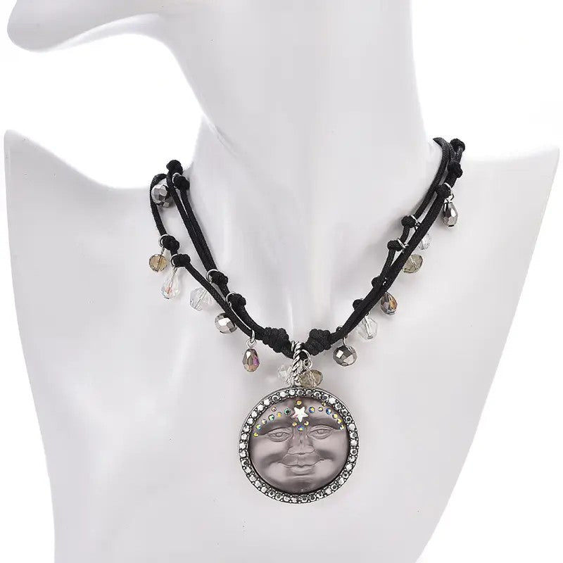 Moon Face Crystal Necklace