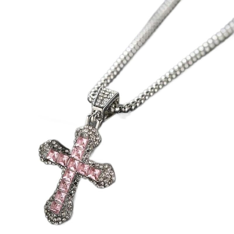 Crystal Inlay Cross Necklace