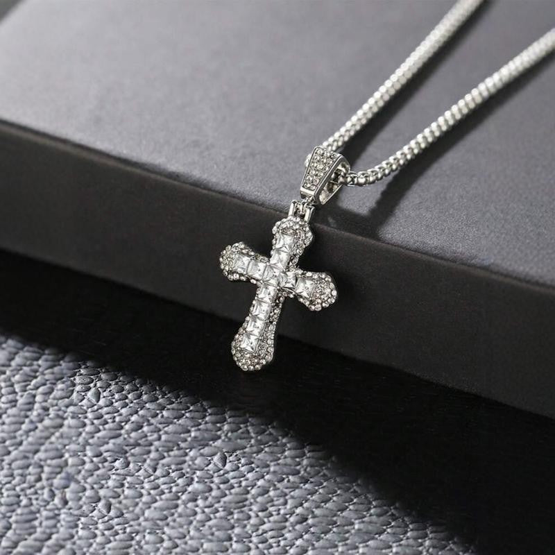 Crystal Inlay Cross Necklace