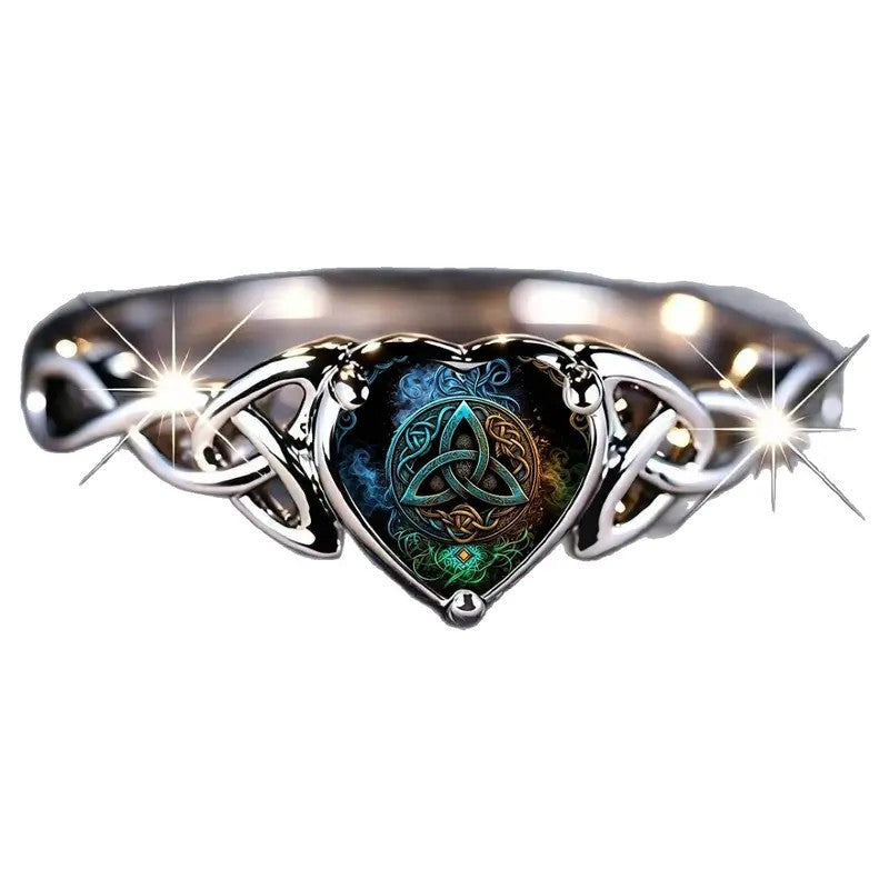 Colorful Trinity Knot Heart Ring