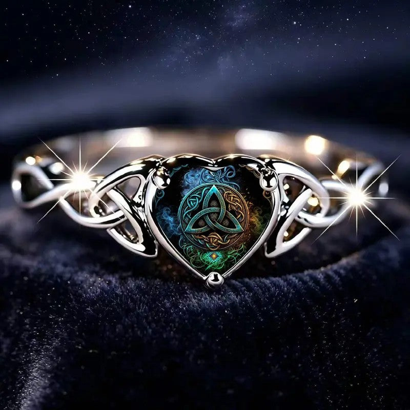 Colorful Trinity Knot Heart Ring