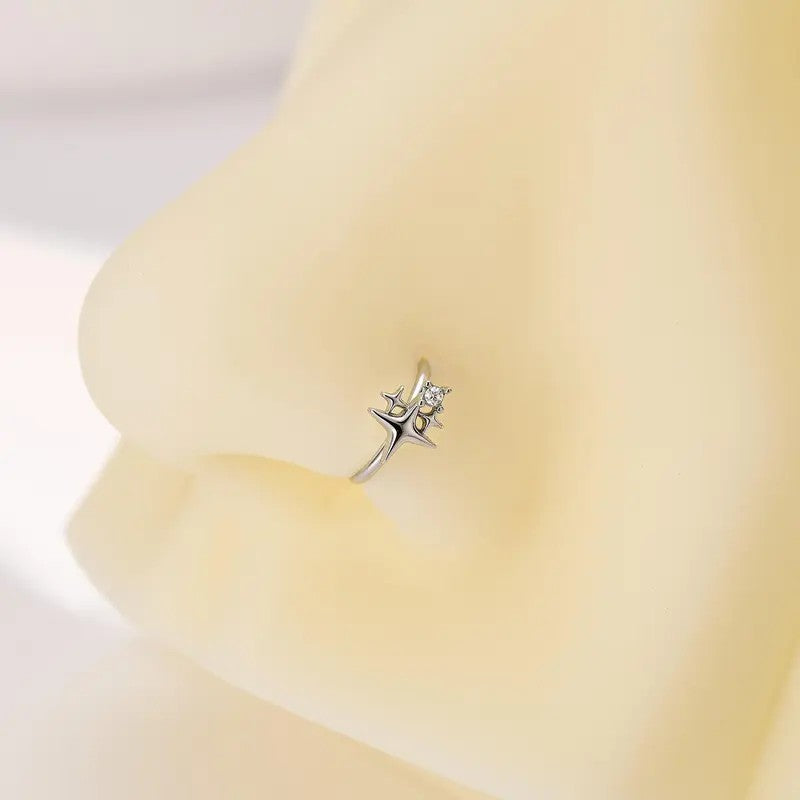 Triple Star CZ Nose Hoop