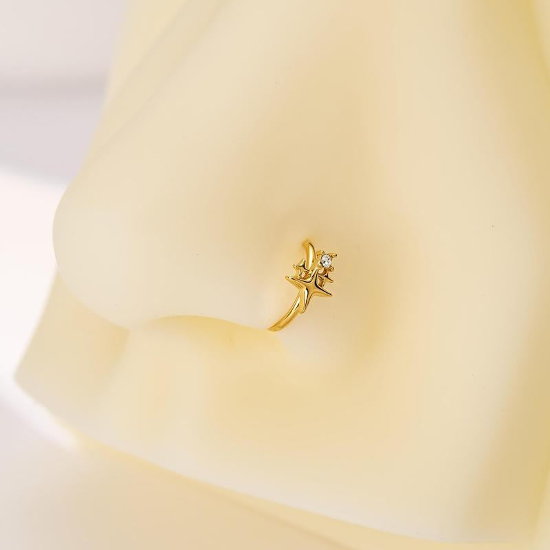 Triple Star CZ Nose Hoop