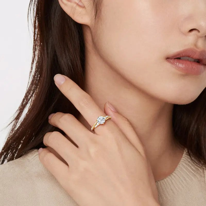 Round Crystal Bypass Ring