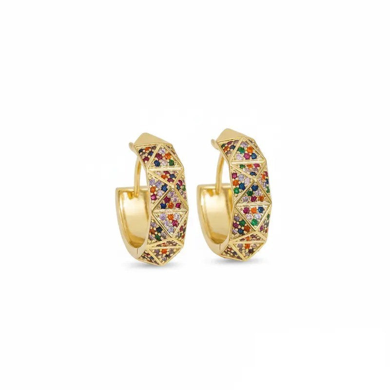 Colorful Crystal Mosaic Hoop Earrings