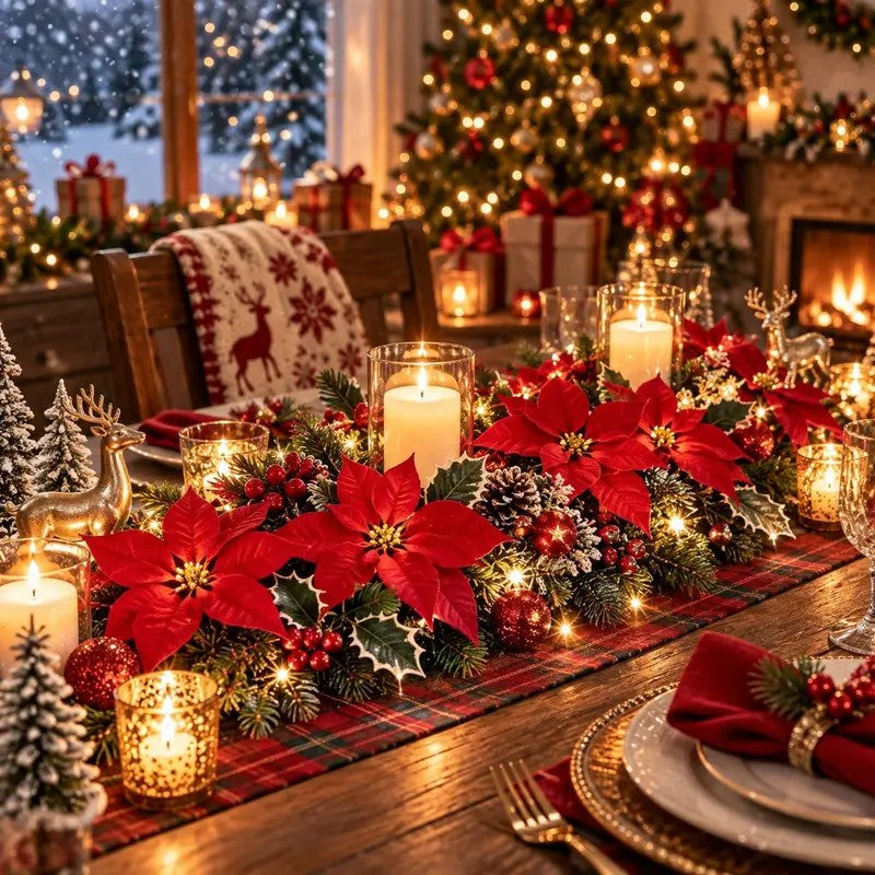 Poinsettia Garland String Lights