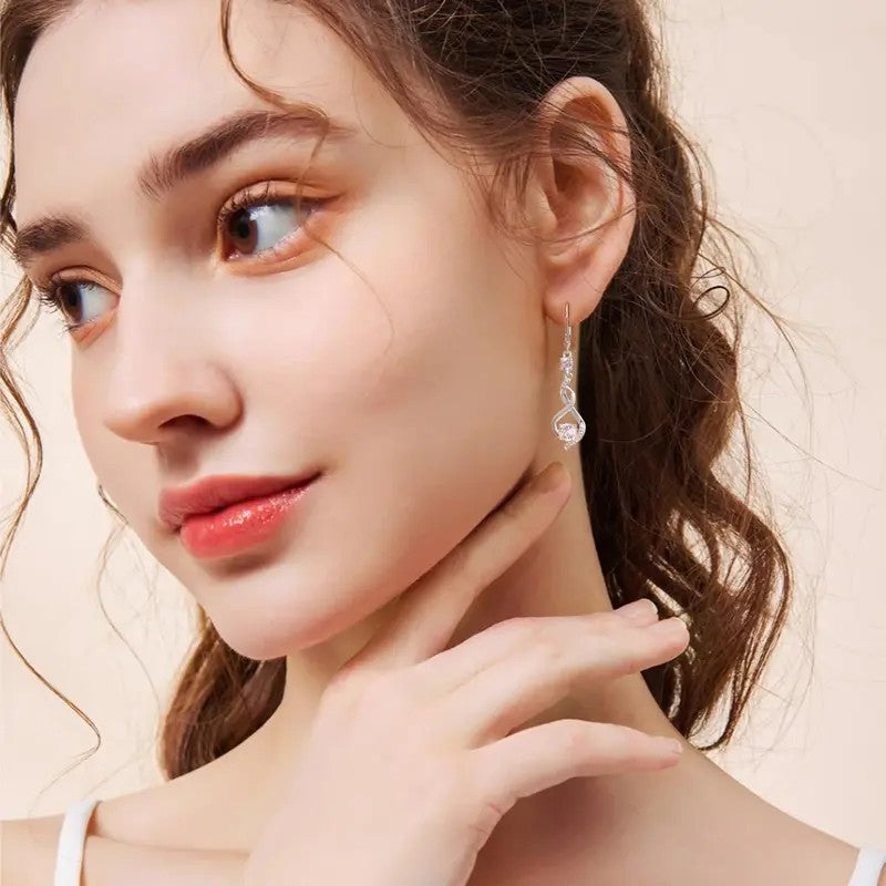 Crystal Infinity Loop Drop Earrings