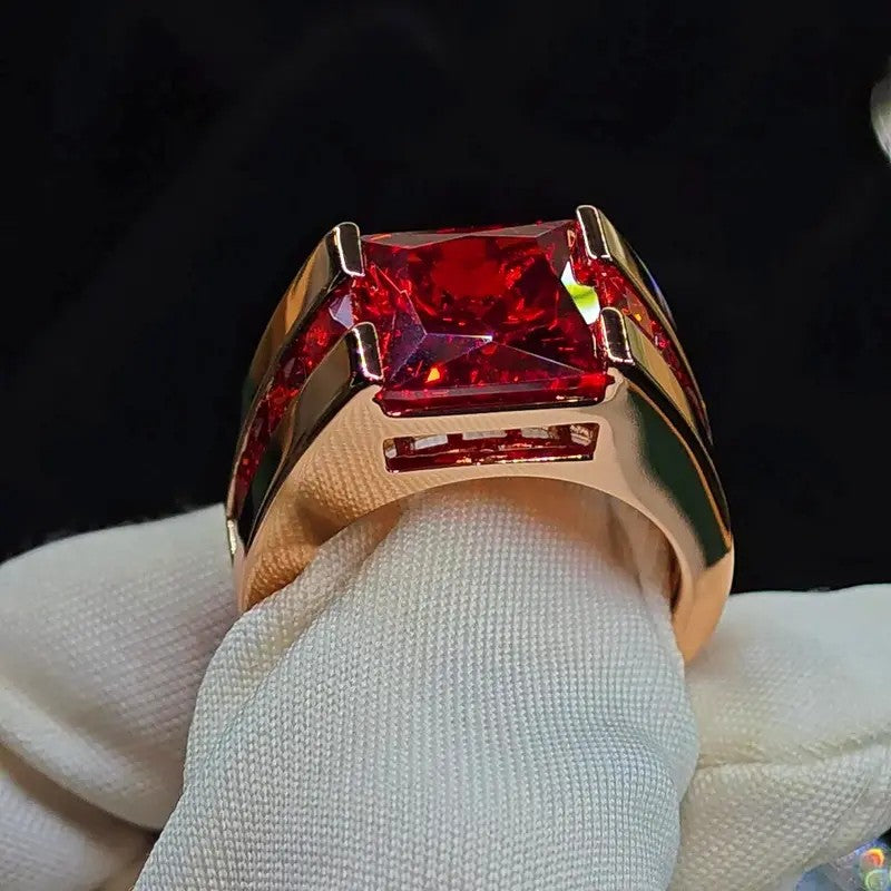 Red Square Crystal Ring
