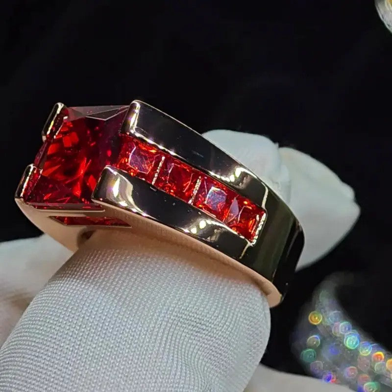 Red Square Crystal Ring