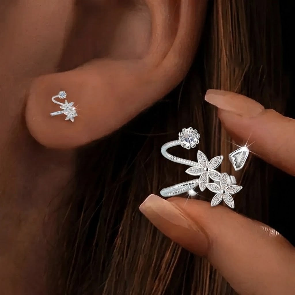 Floral CZ Stud Earrings