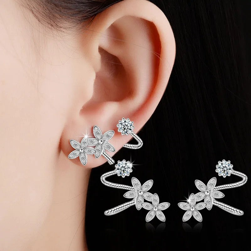 Floral CZ Stud Earrings