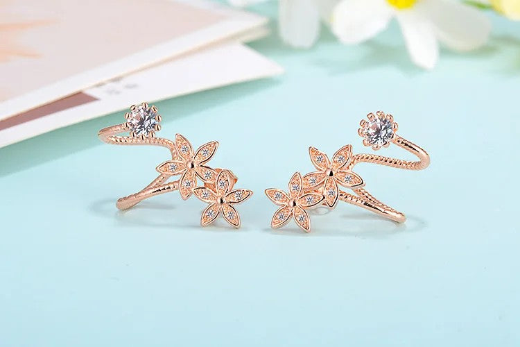 Floral CZ Stud Earrings