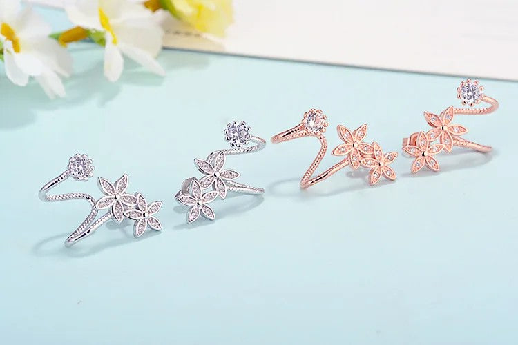 Floral CZ Stud Earrings