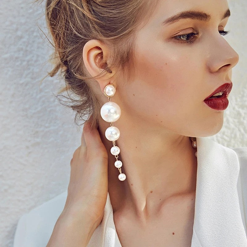 Cascading Pearl Drop Earrings