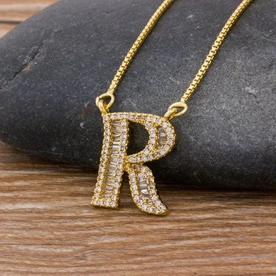 Crystal Letter R Necklace