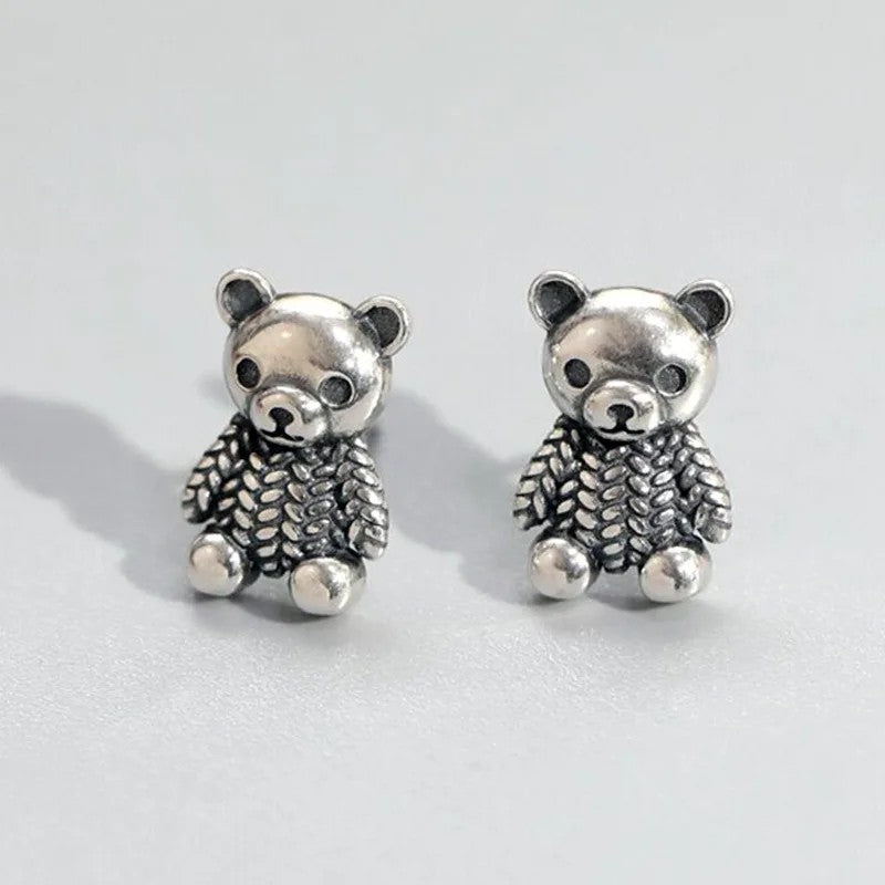 Textured Bear Stud Earrings