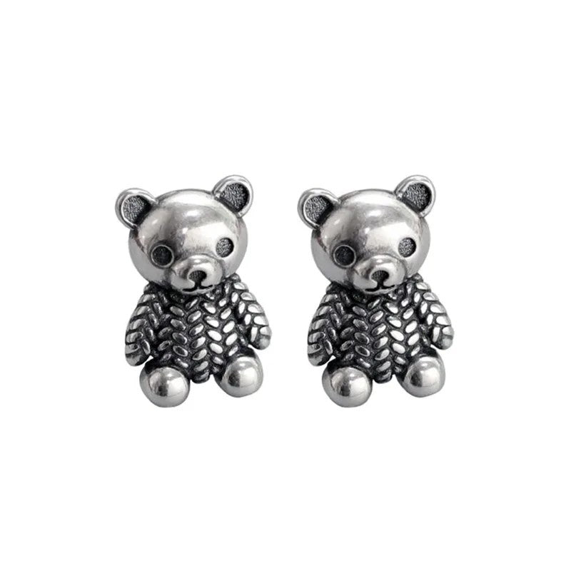 Textured Bear Stud Earrings