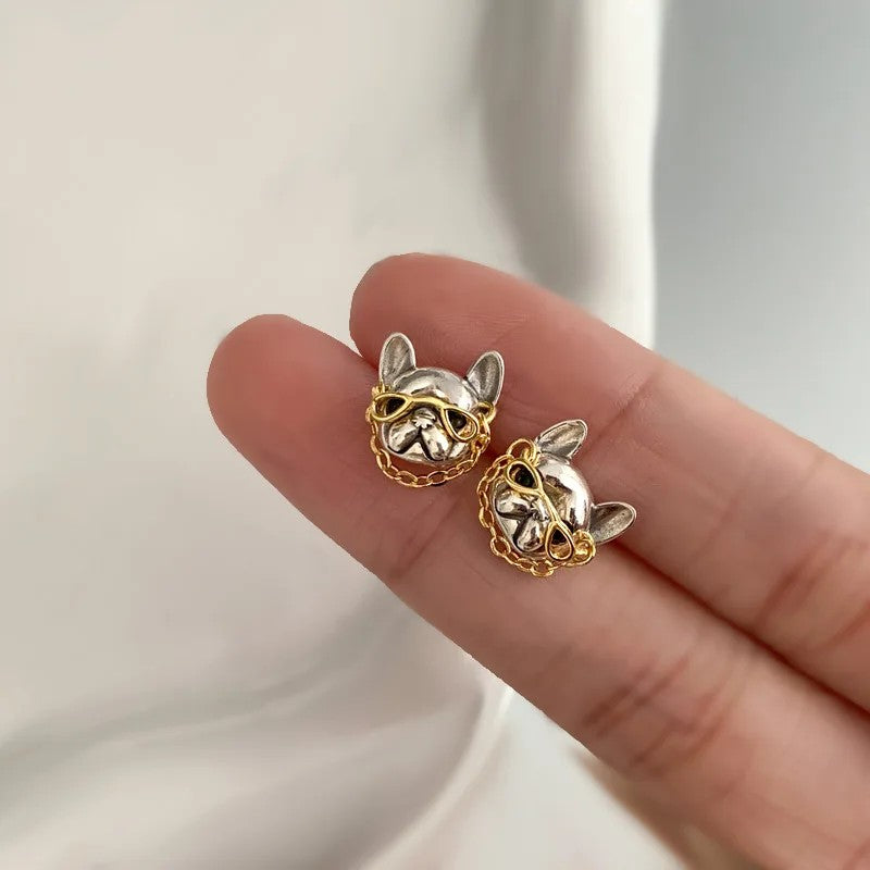 Bulldog Chain Stud Earrings