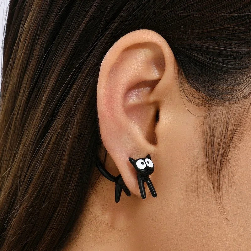 Climbing Black Cat Earrings