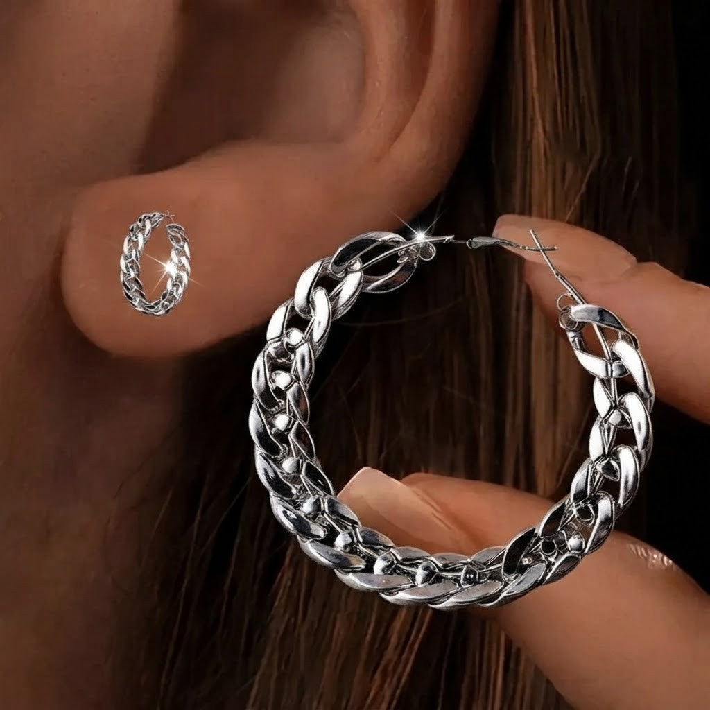 Oversized Link Hoop Earrings