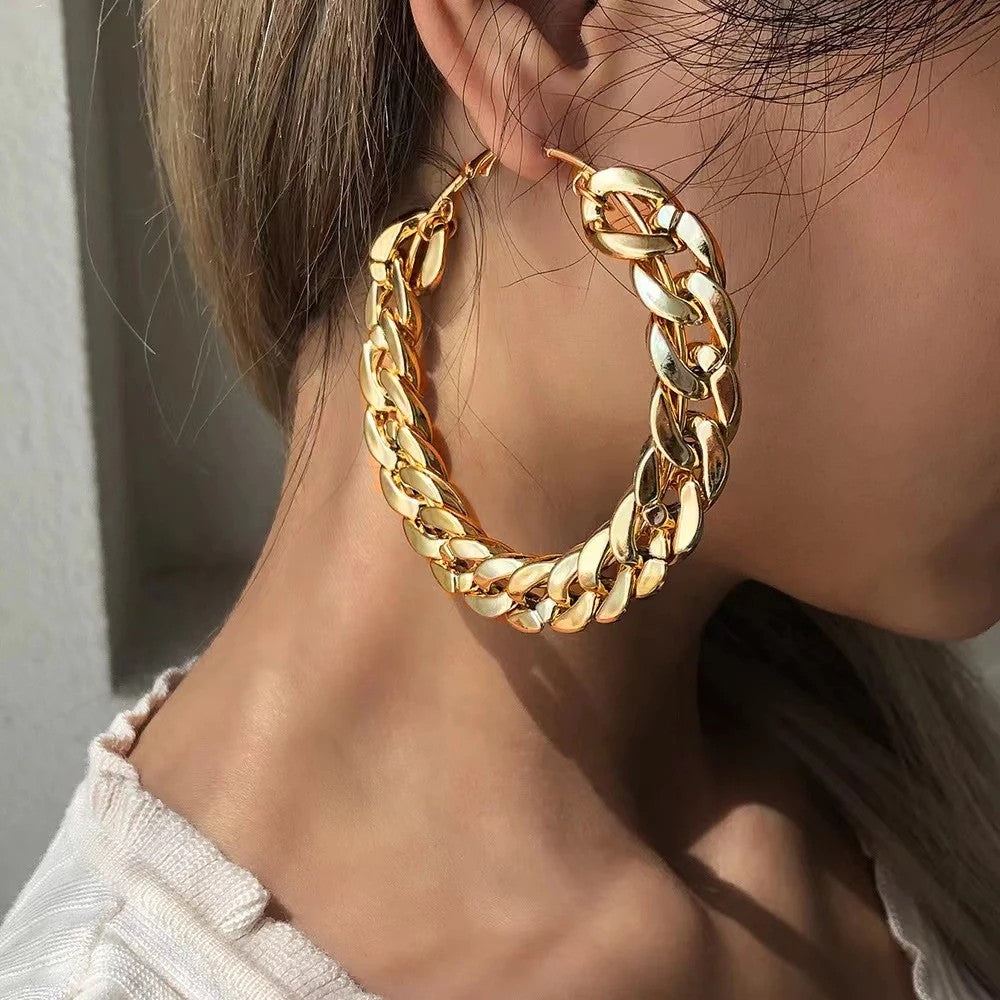 Oversized Link Hoop Earrings