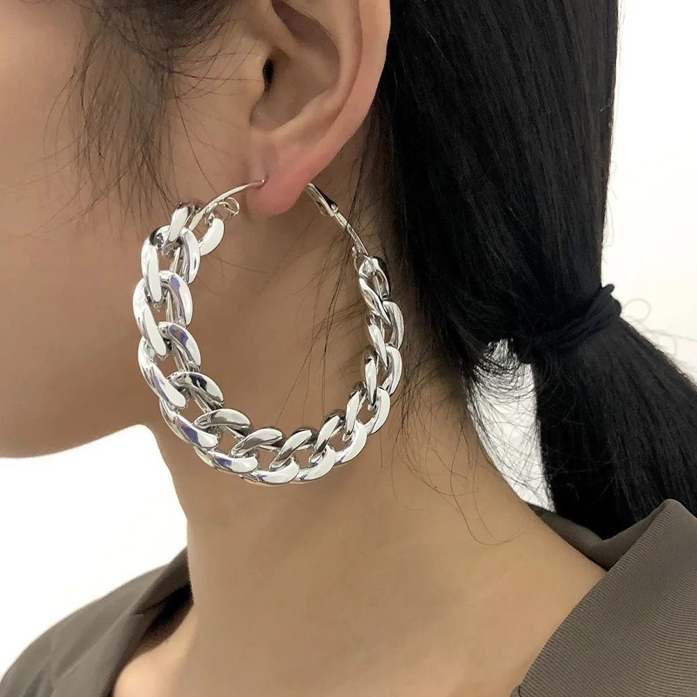 Oversized Link Hoop Earrings