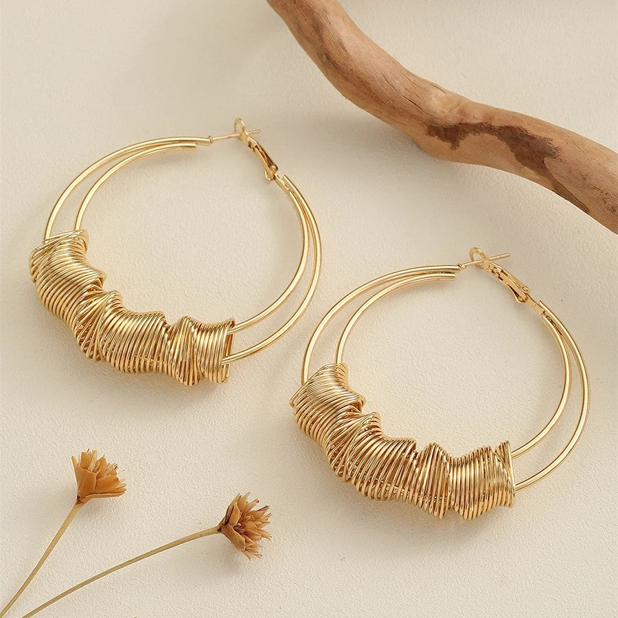 Coiled Wire Hoop Earrings