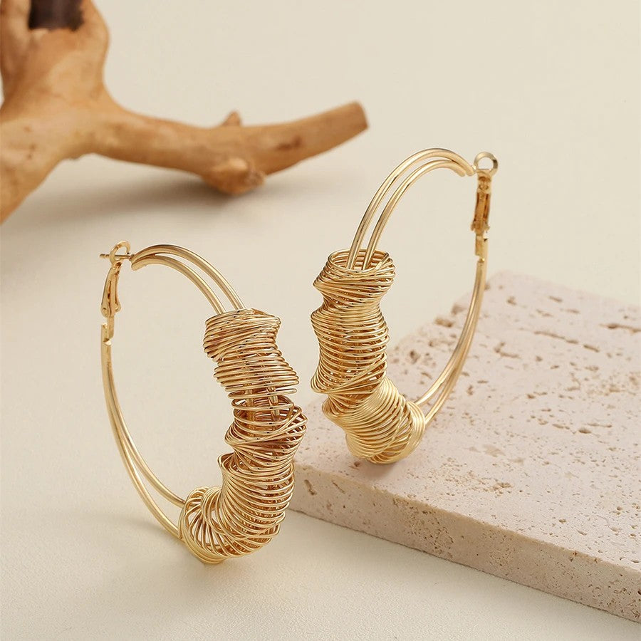 Coiled Wire Hoop Earrings