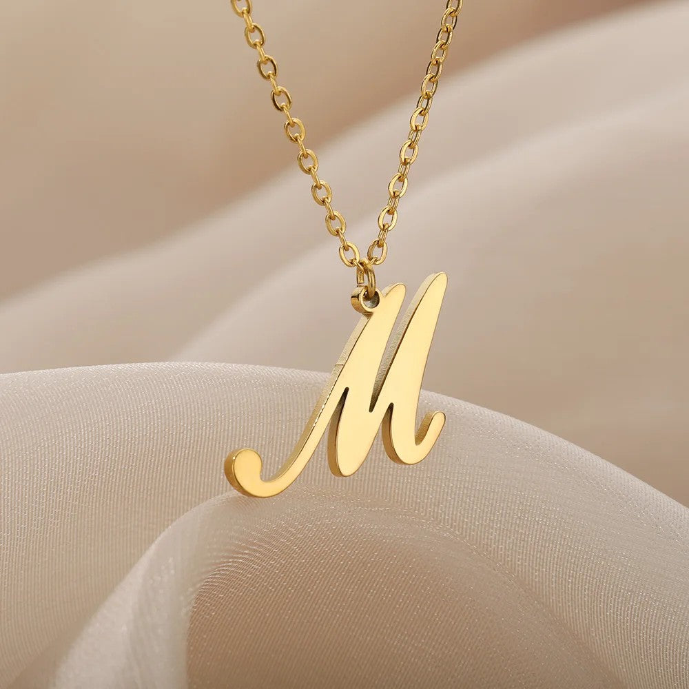 Script Letter Initial Necklace