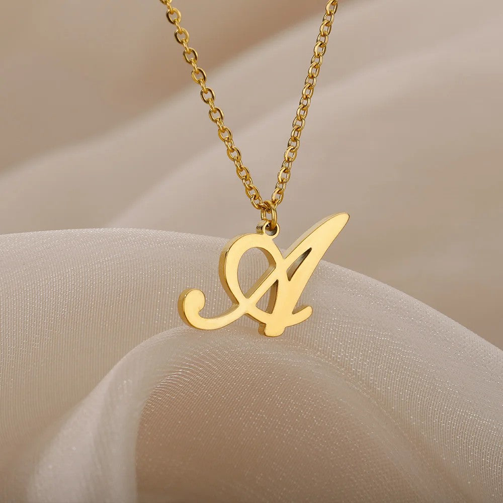 Script Letter Initial Necklace