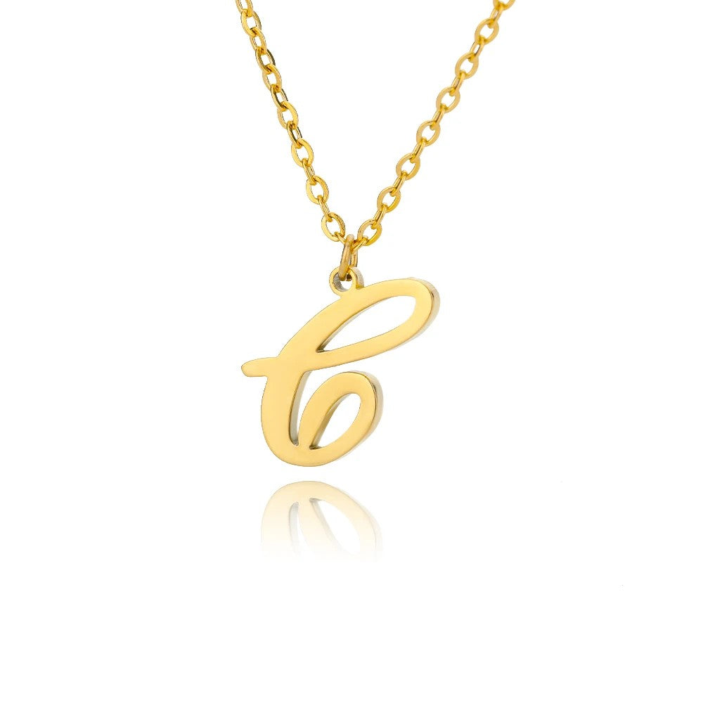 Script Letter Initial Necklace