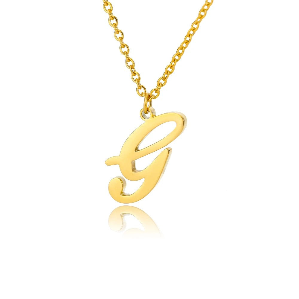 Script Letter Initial Necklace
