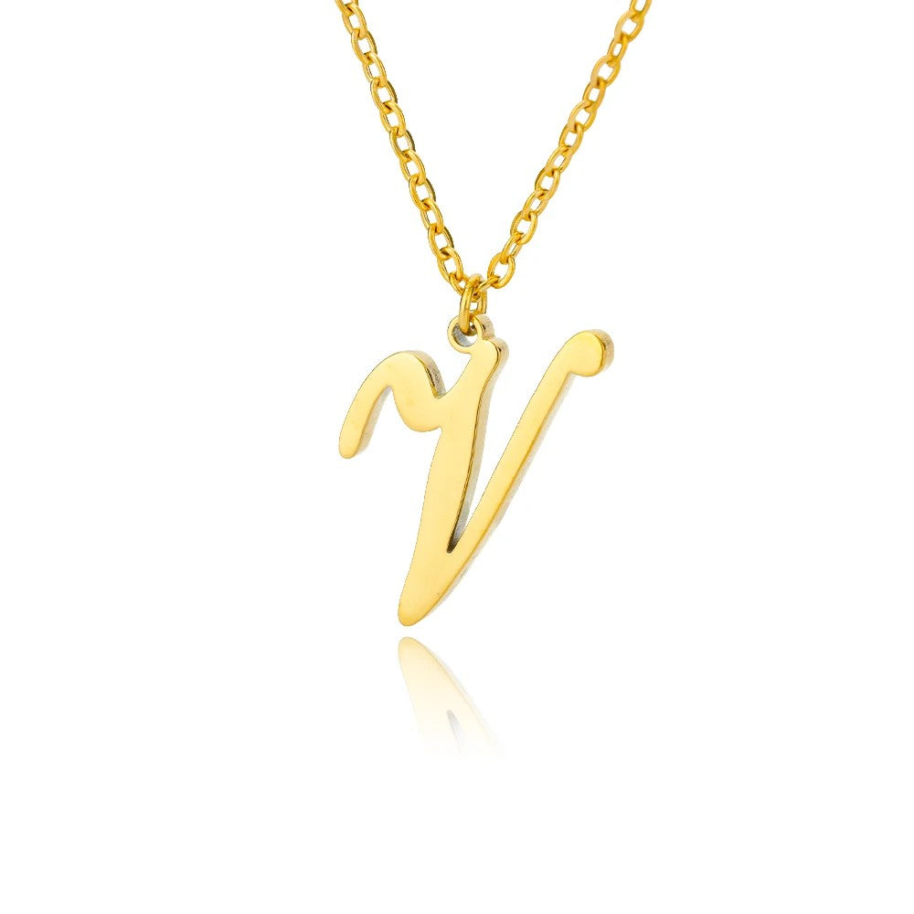 Script Letter Initial Necklace